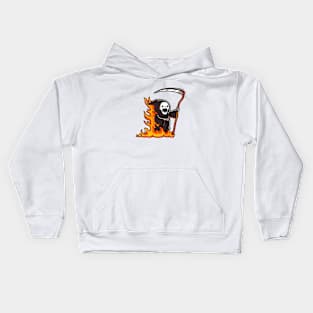 Grim Reaper on Fire Kids Hoodie